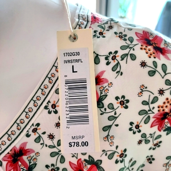 Prairie Flowered Pattern Peasant Top by Max Studio: Size L. NWT. - Picture 3 of 9